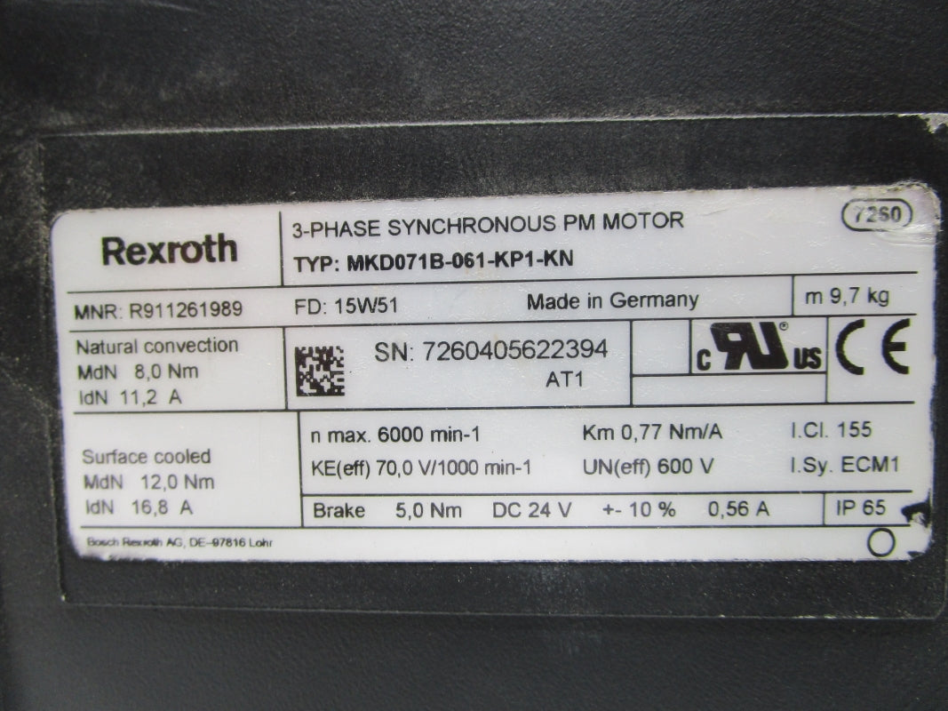 REXROTH MKD071B-061-KP1-KN R911261989 600V 16.8A UNMP