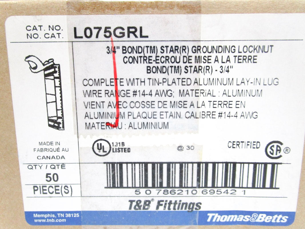 THOMAS&BETTS L075GRL (PKG OF 50) NSMP