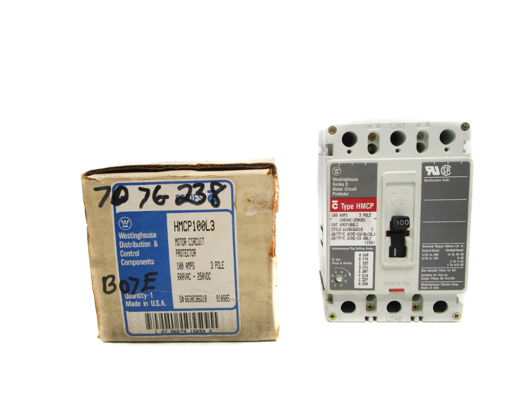 WESTINGHOUSE HMCP100L3 SER. C 600VAC 100A NSMP