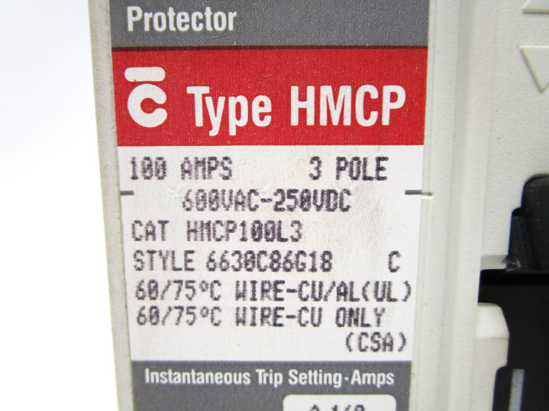 WESTINGHOUSE HMCP100L3 SER. C 600VAC 100A NSMP