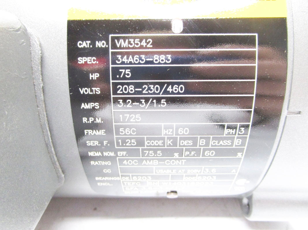 BALDOR VM3542 34A63-883 208-230/460V 1.5A NSMP