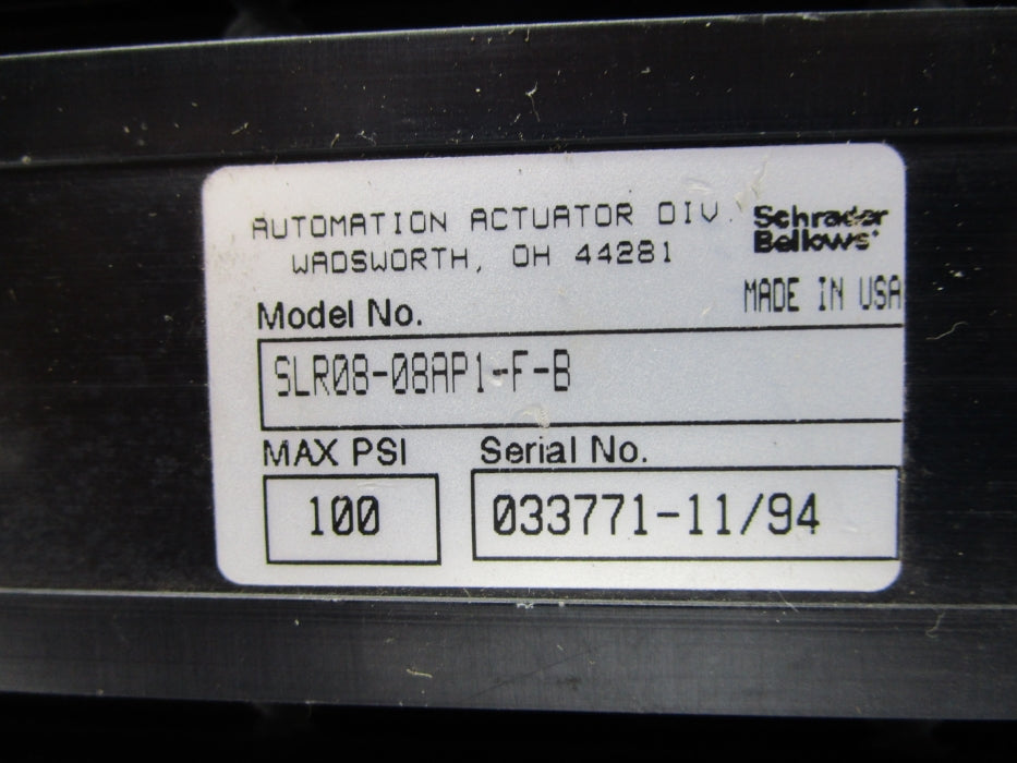 SCHRADER BELLOWS SLR08-08AP1-F-B 100PSI UNMP