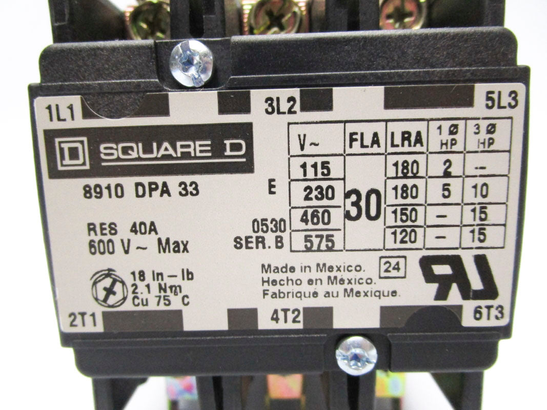 SQUARE D 8910DPA33V14 SER. B 24V 40A NSMP