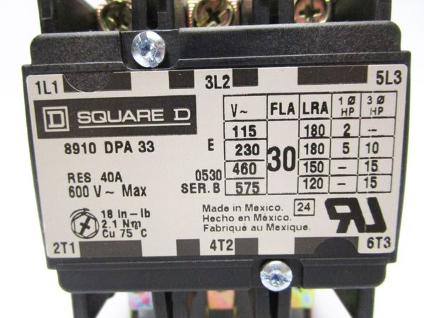 SQUARE D 8910DPA33V14 SER. B 24V 40A NSMP