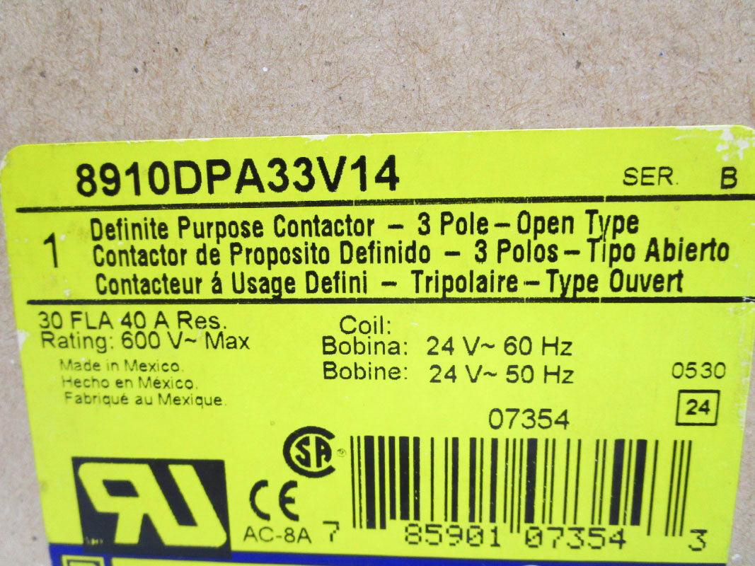 SQUARE D 8910DPA33V14 SER. B 24V 40A NSMP
