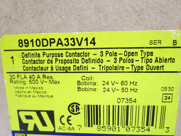 SQUARE D 8910DPA33V14 SER. B 24V 40A NSMP