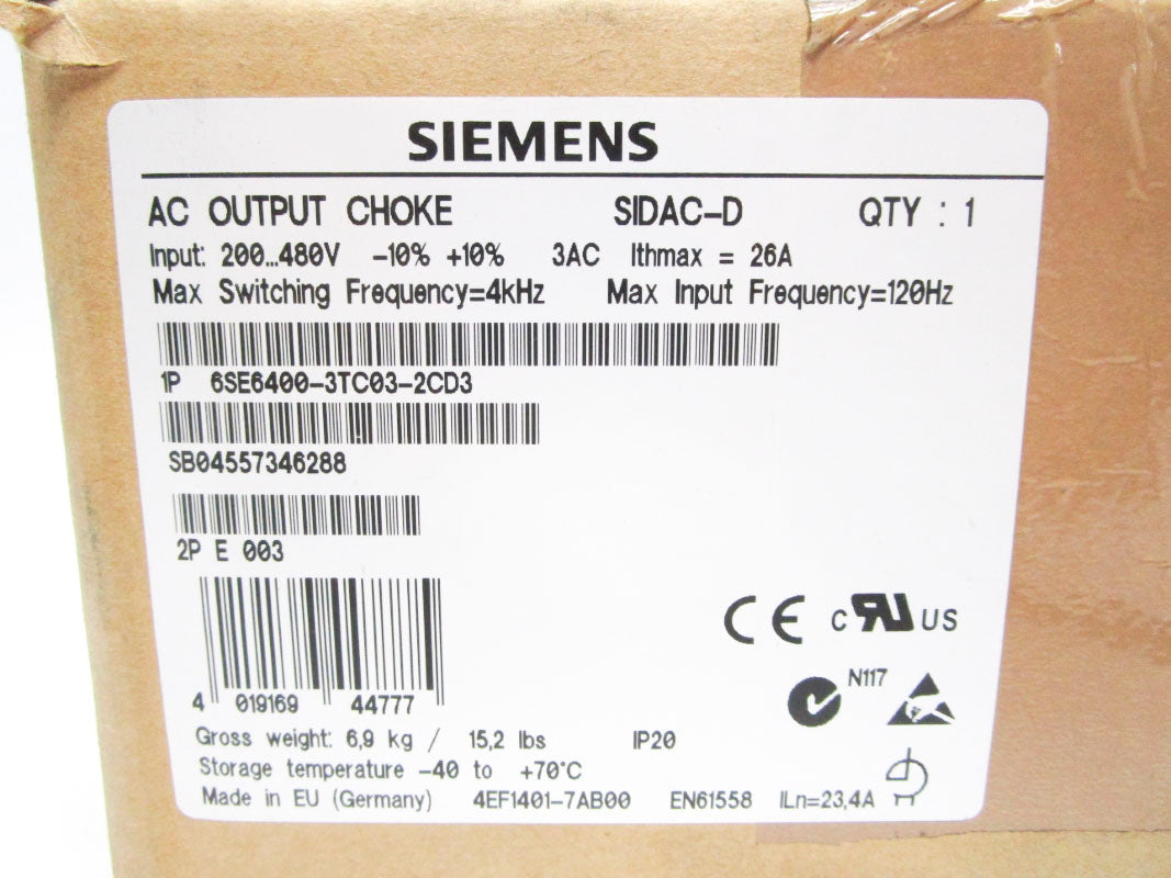 SIEMENS 6SE6400-3TC03-2CD3 480V 26A NSFS