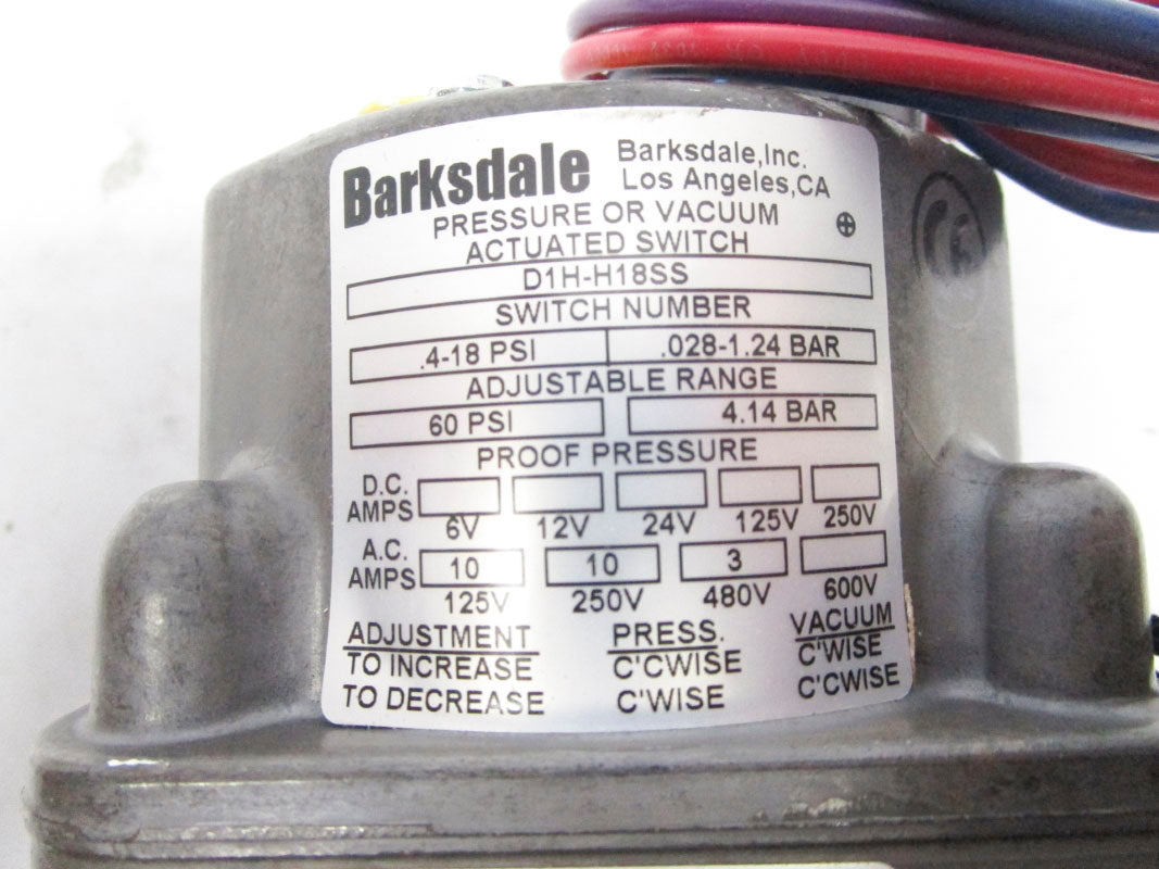 BARKSDALE D1H-H18SS 480VAC 3A .4-18PSI NSMP