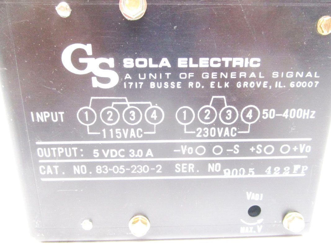 SOLA 83-05-230-2 115/230VAC 3A NSNP