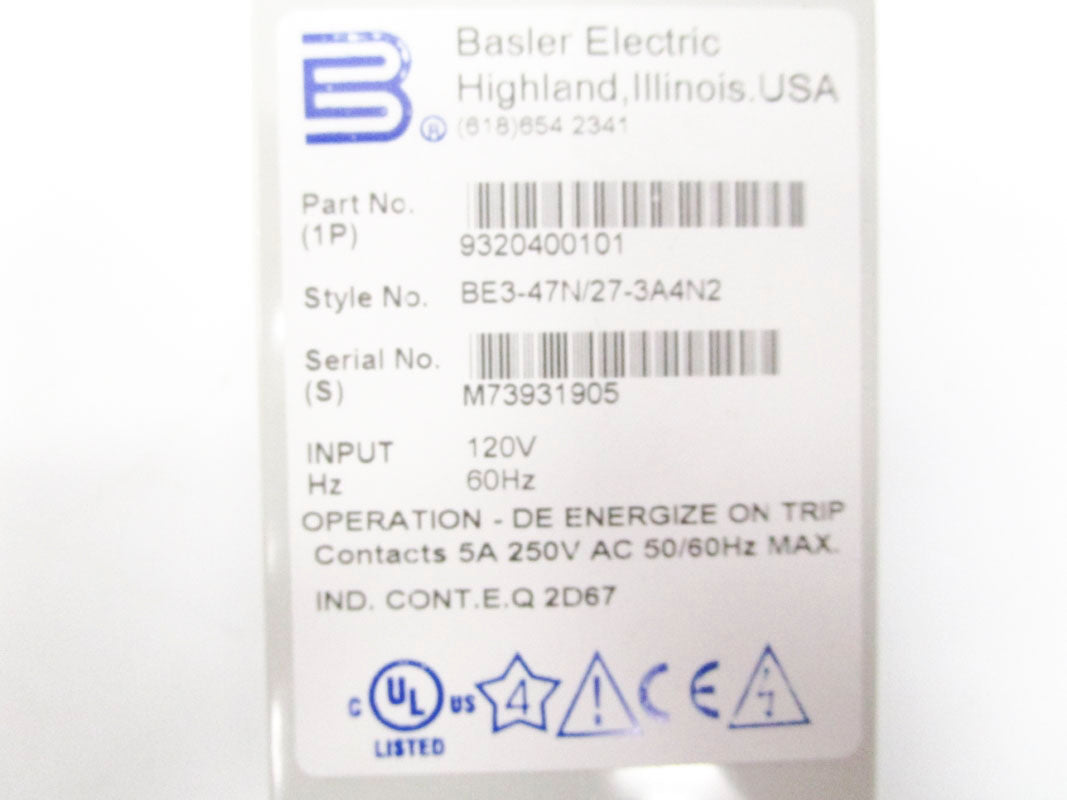 BASLER ELECTRIC BE3-47N/27-3A4N2 9320400101 120V NSNP