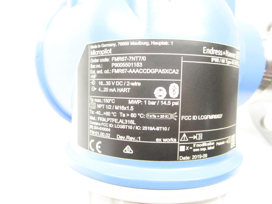 ENDRESS+HAUSER FMR67-7NT7/0 16-35VDC 14.5PSI NSMP