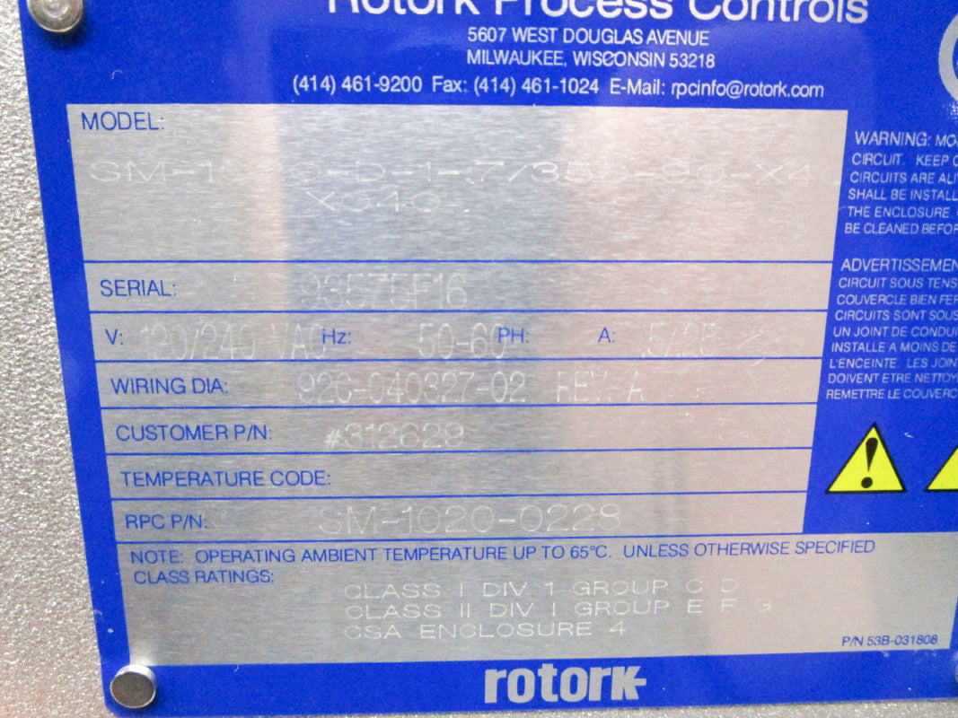 ROTORK SM-1020-D-1-.7/350-90-X40 120/240VAC .5/.25A NSNP