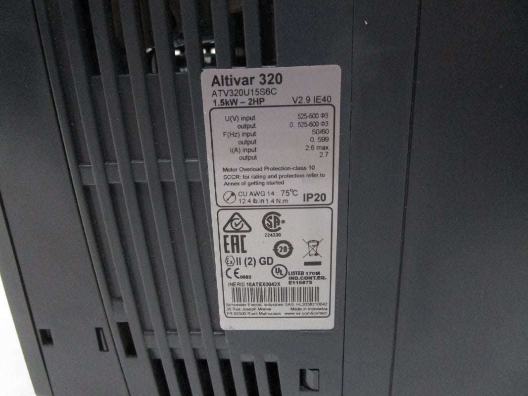SCHNEIDER ELECTRIC ATV320U15S6C 525-600V 2.6A 2HP NSNP