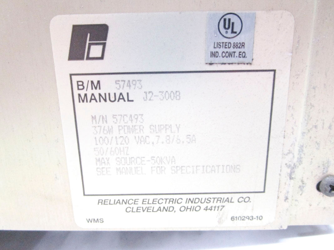RELIANCE ELECTRIC 57493 100/120VAC 7.8/6.5A UNMP