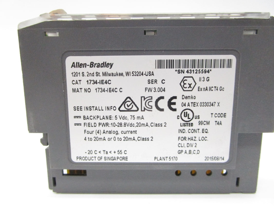 ALLEN BRADLEY 1734-IE4C SER. C 10-28.8VDC F/W 3.004 UNMP