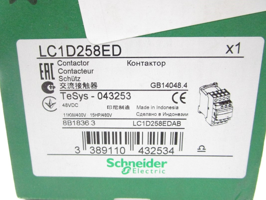 SCHNEIDER ELECTRIC LC1D258ED 48VDC 60A NSMP