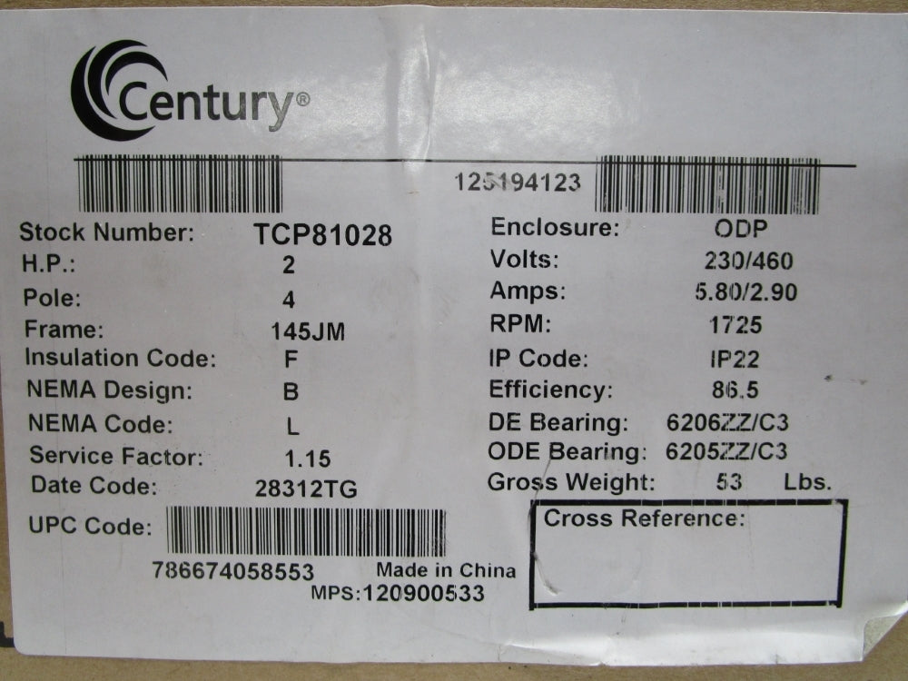 CENTURY TCP81028 NSMP