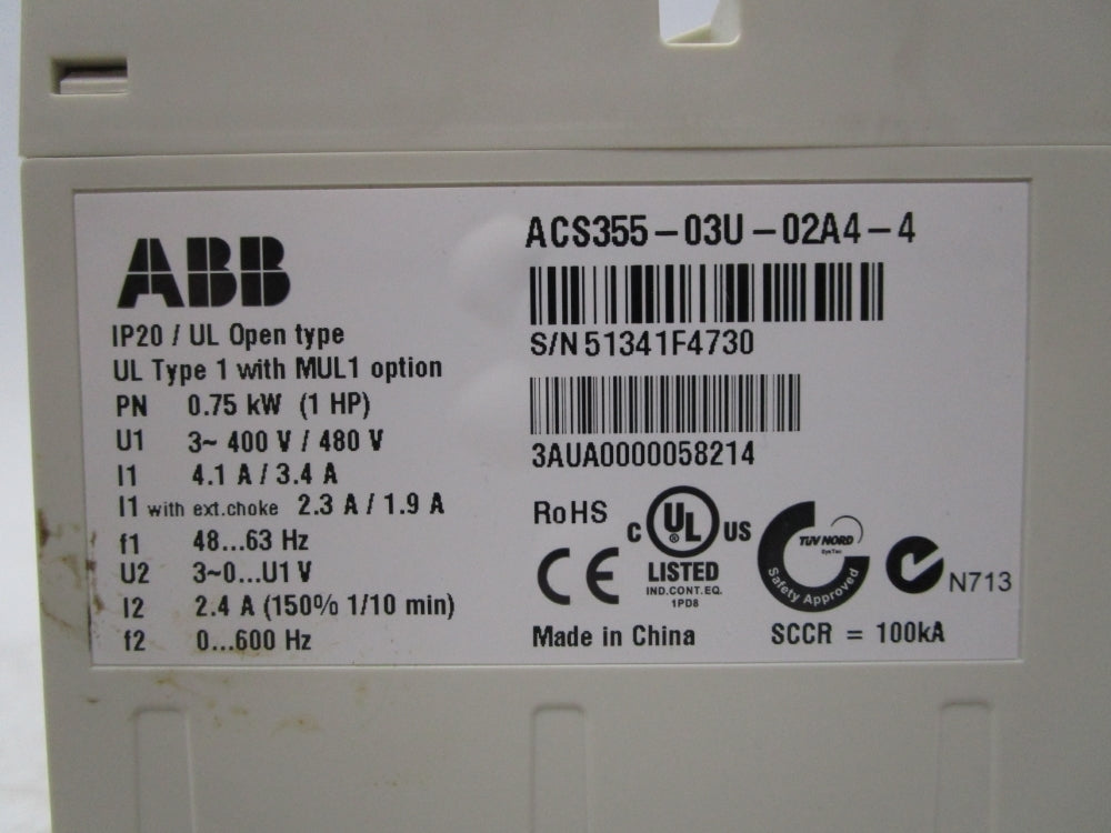 ABB ACS355-03U-02A4-4 400/480V 4.1/3.4A NSMP