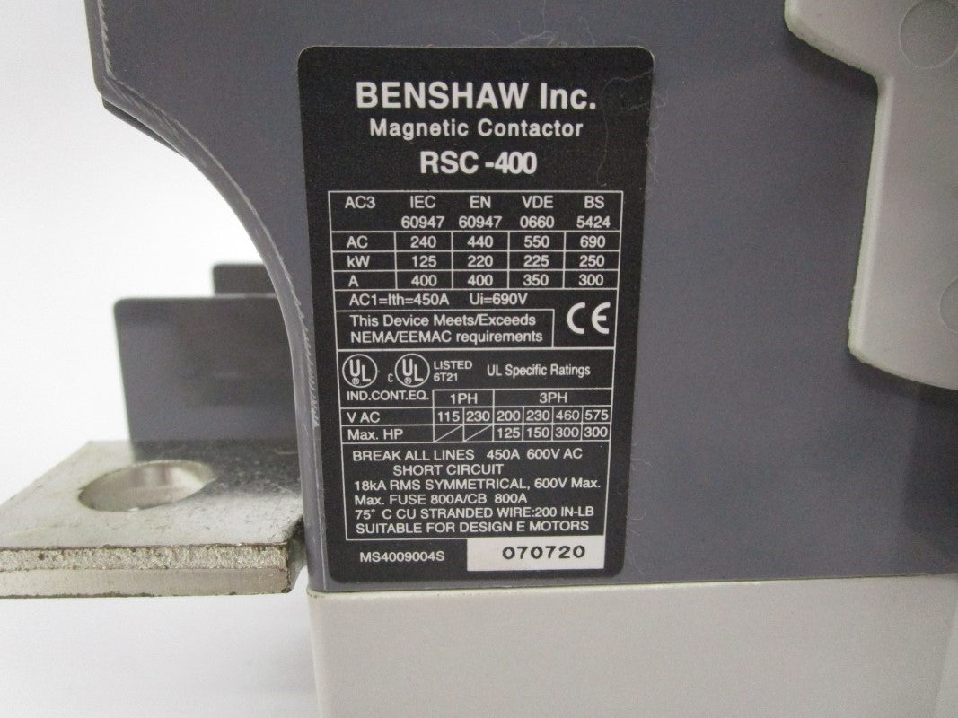 BENSHAW RSC-400-U-120 600V 450A NSMP