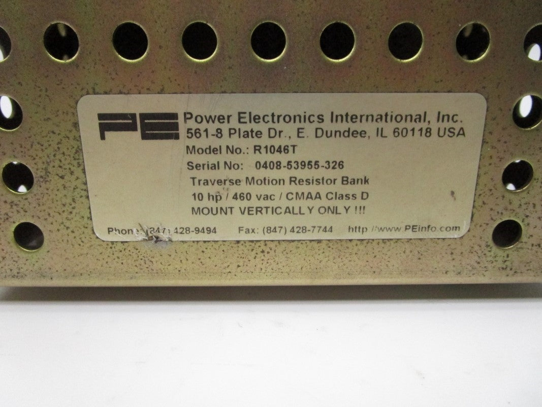 POWER ELECTRONICS INC. R1046T 460VAC UNMP