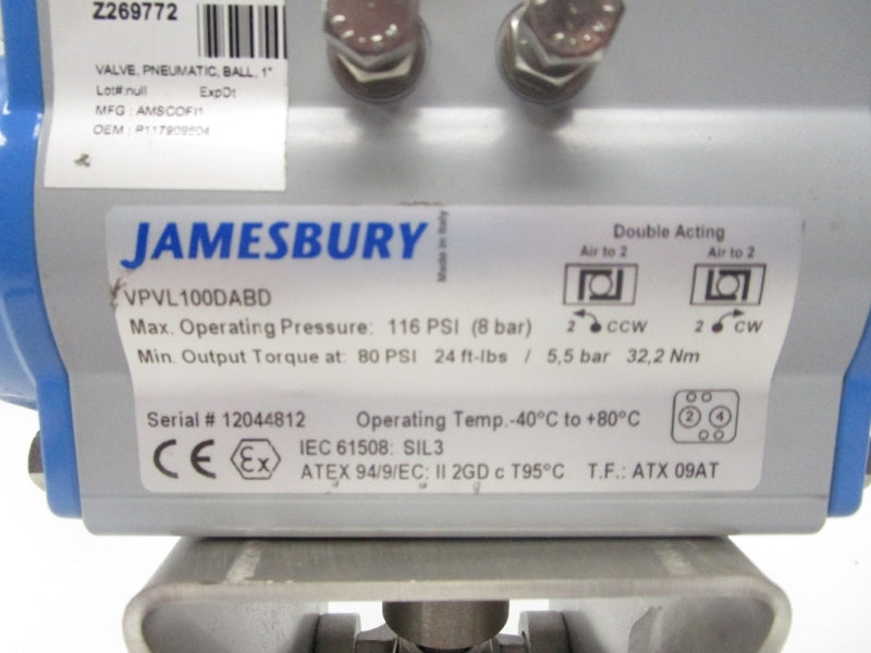 JAMESBURY VPVL100DABD 116PSI NSNP