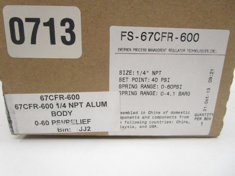 FISHER FS-67CFR-600 250PSI 1/4" NSMP