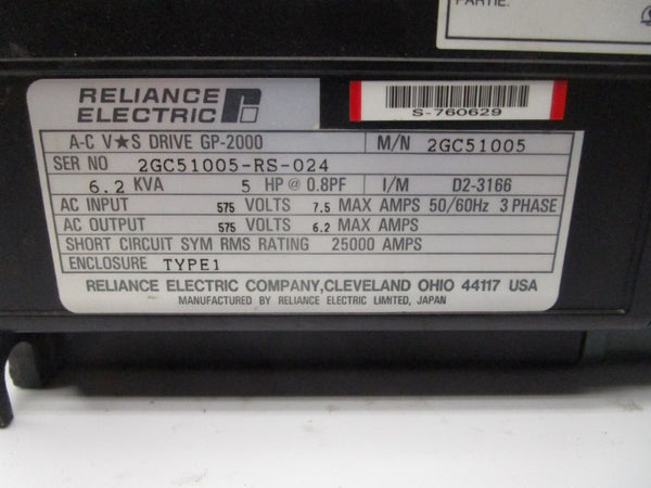 RELIANCE ELECTRIC 2GC51005-RS-024 575V 7.5A NUPI