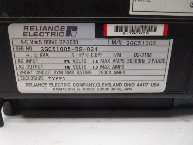 RELIANCE ELECTRIC 2GC51005-RS-024 575V 7.5A NUPI