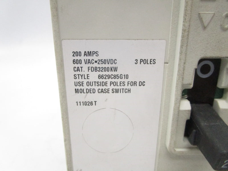 CUTLER HAMMER FDB3200KW 600VAC 200A UNMP