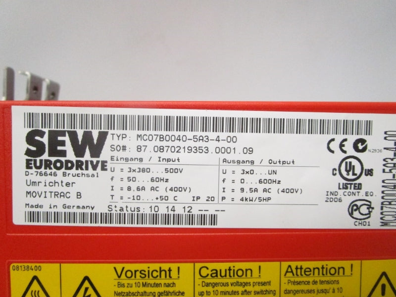 SEW EURODRIVE MC07B0040-5A3-4-00 NSNP