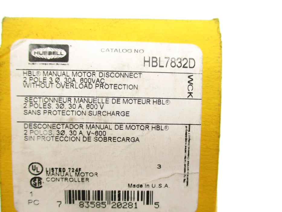 HUBBELL HBL7832D 600VAC NSMP