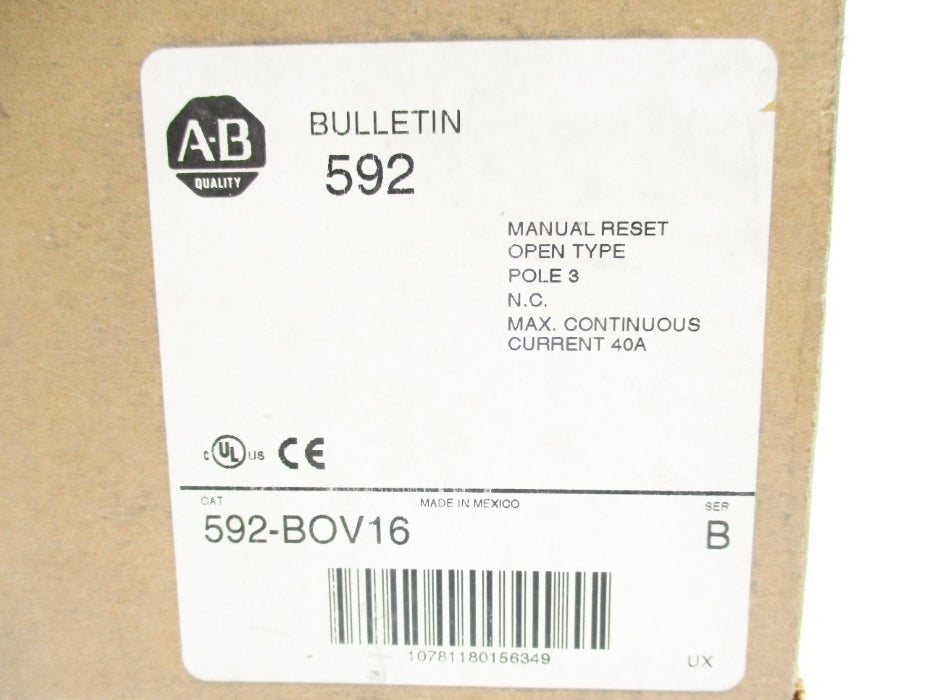 INDUSTRIAL SPARE PART 592-BOV16 SER. B 600VAC 40A (BR/WH) NSMP