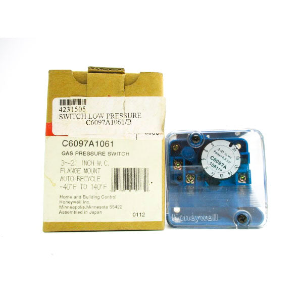 HONEYWELL C6097A1061 120/240VAC 18.0A 3-21INWC NSMP