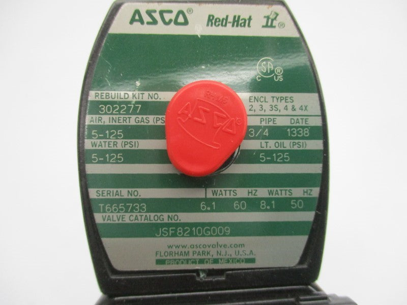 ASCO JSF8210G009 110/120V 5-125PSI 3/4" UNMP