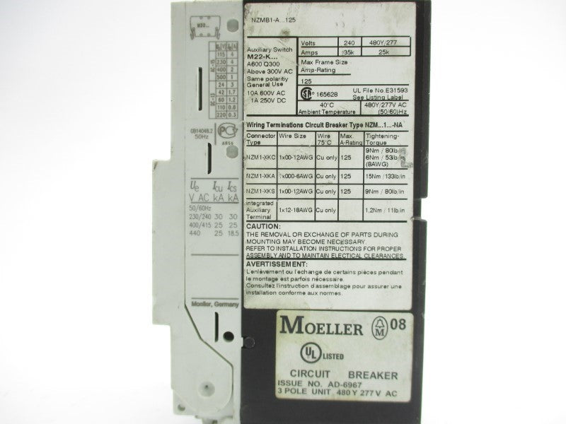 KLOCKNER MOELLER NZM1B1-A125-NA 6000V 125A UNMP