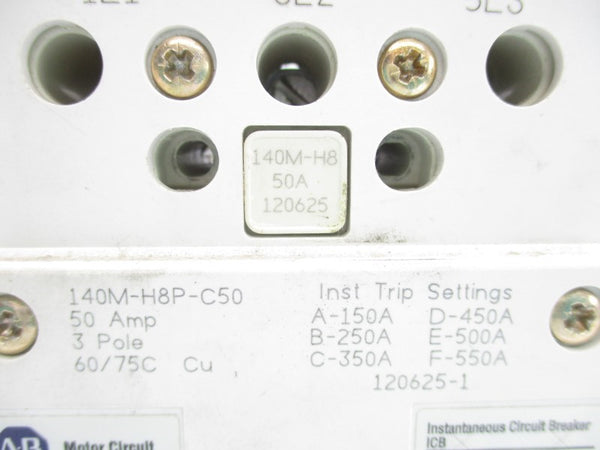 ALLEN BRADLEY 140M-H8P-C50 480V 50A UNMP