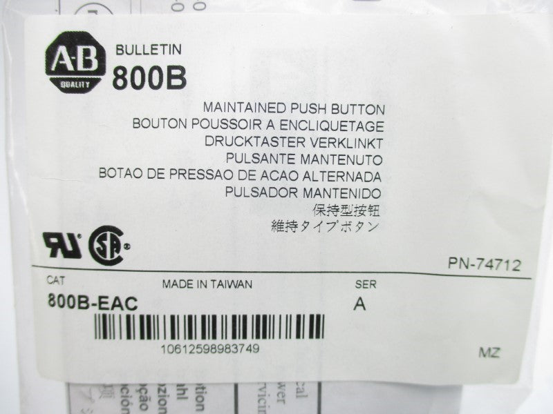 ALLEN BRADLEY 800B-EAC SER. A NSMP