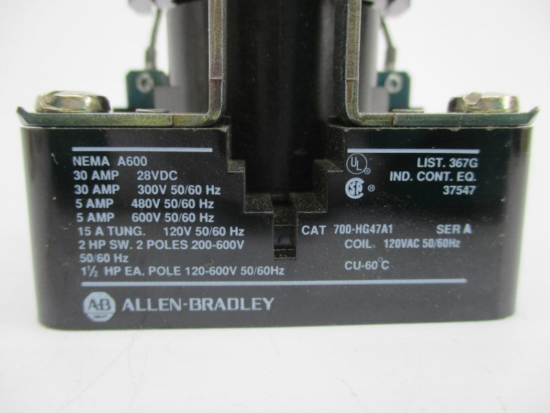 ALLEN BRADLEY 700-HG47A1 SER. A 120VAC 30A (BK/GL) NSMP