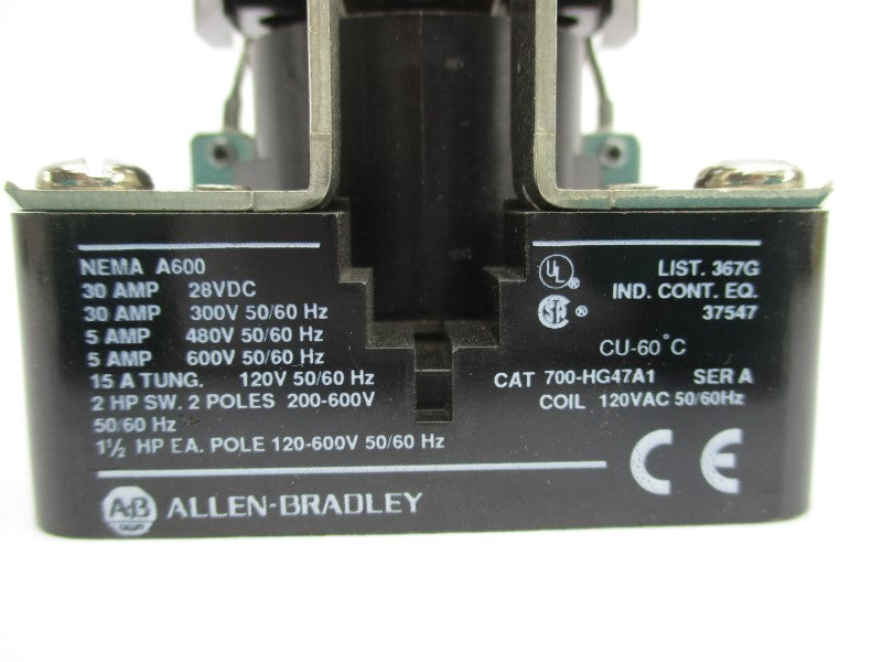 ALLEN BRADLEY 700-HG47A1 SER. A 120VAC 30A NSNP