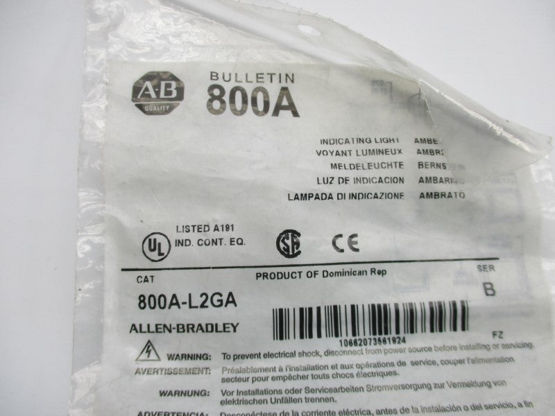 ALLEN BRADLEY 800A-L2GA SER. B 2-250V NSMP