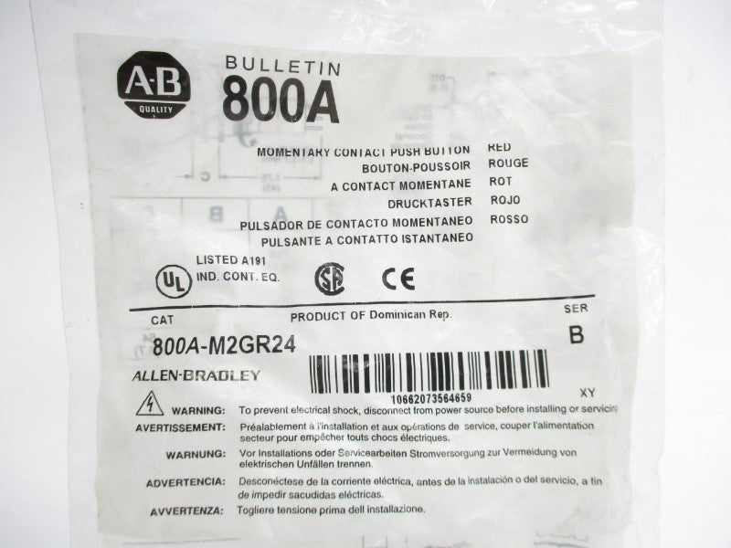 ALLEN BRADLEY 800A-M2GR24 SER. B 250VAC 1A NSMP