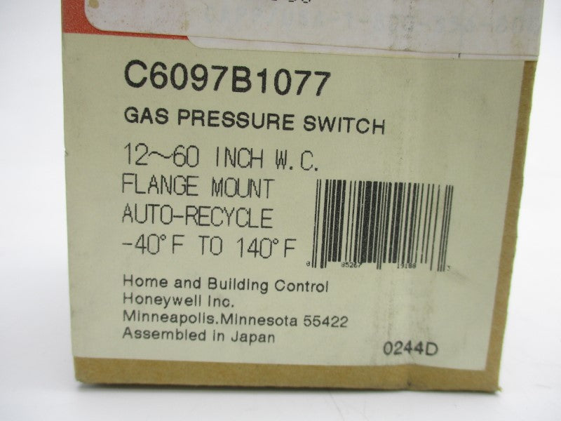 HONEYWELL C6097B1077 120/240VAC 3.0A 12-60INWC NSMP