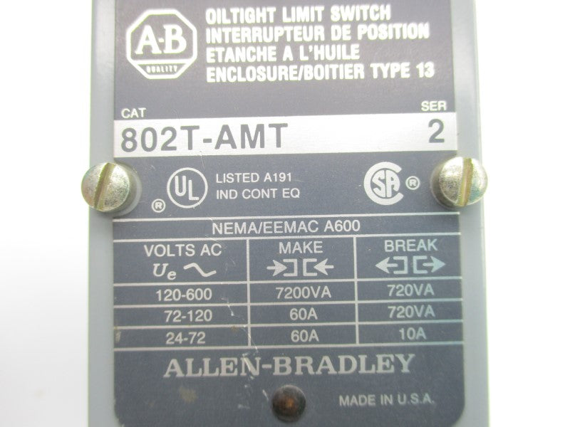ALLEN BRADLEY 802T-AMT SER. 2 120-600VAC 60A (AS PICTURED) NSNP