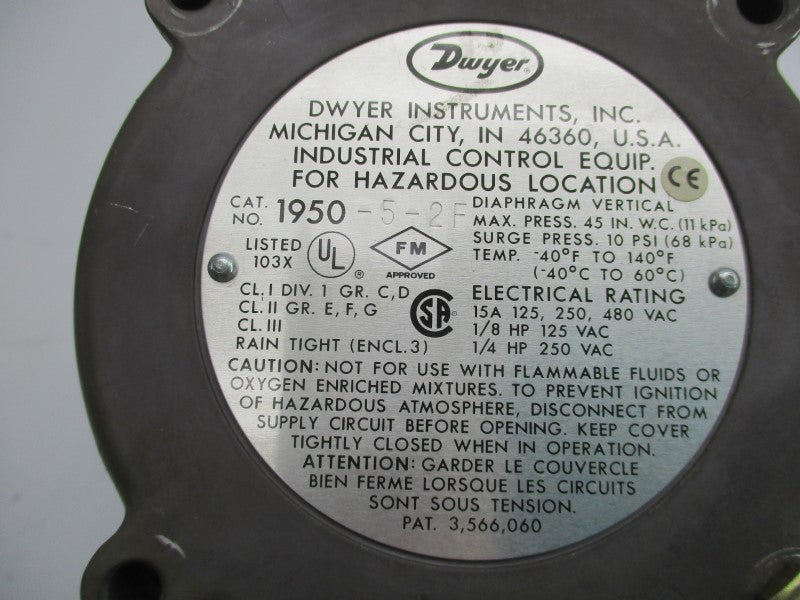 DWYER 1950-5-2F 480VAC 15A 10PSI UNMP
