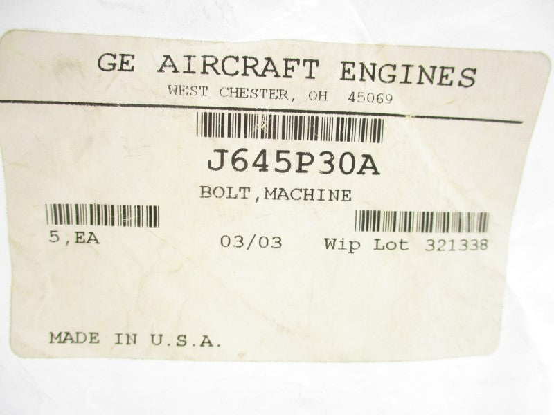 GE AIRCRAFT ENGINES J645P30A (PKG OF 5) NSMP