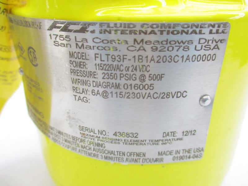 FCI FLT93F-1B1A203C1A00000 115/230VAC 6A 2350PSI NSNP
