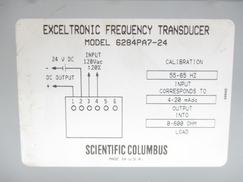 SCIENTIFIC COLUMBUS 6284PA7-24 120VAC UNMP