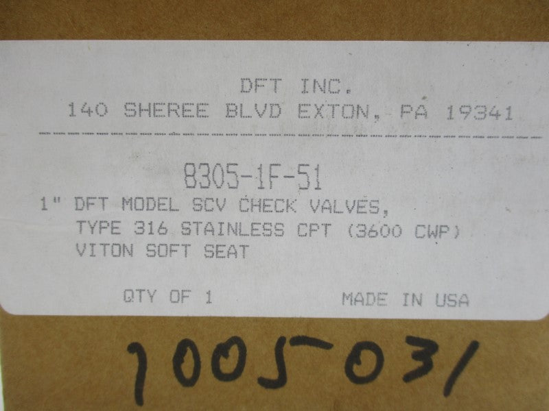 DFT 8305-1F-51 2570PSI 1" NSMP