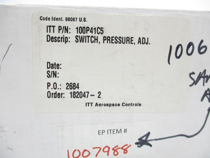 ITT 100P41C5 125VDC 0.5A 5-75PSI NSMP