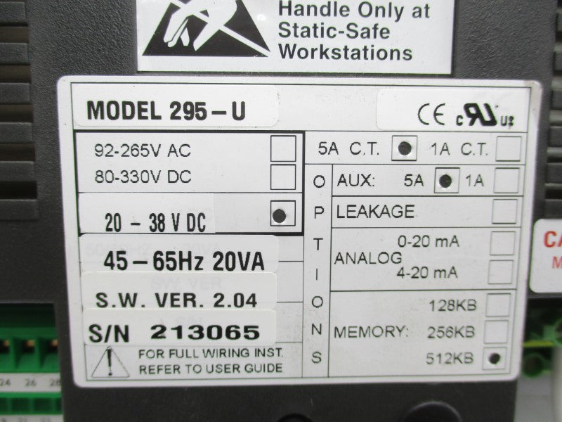 SATEC 295-U 20-38VDC (AS PICTURED) UNMP